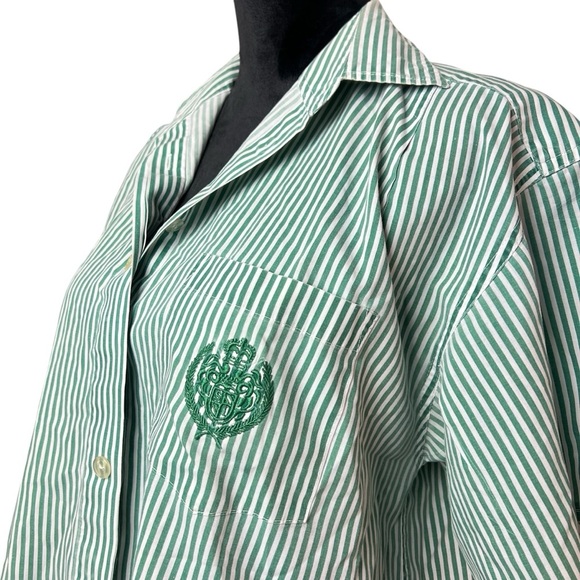 Separate Issue Short Sleeve Green Striped Collared Shirt Size XL - Picture 3 of 6